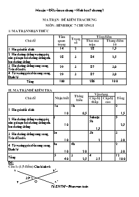 Đề kiểm tra chung môn Hình học 7 (chương I)